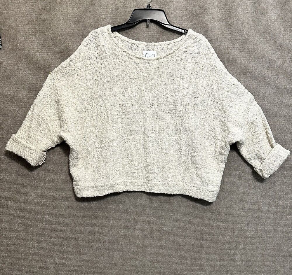 Jamie + The Jones  Heavy Weight Sweater Textured Top Woven Nubby S/M Ivory